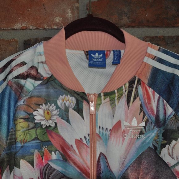 ADIDAS Originals Trefoil LOGO Floral Water Lily Curso D’agua Track Jacket XS - Picture 4 of 4